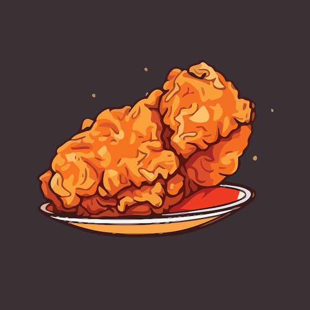 Vettore illustrazione vettoriale di pollo fritto