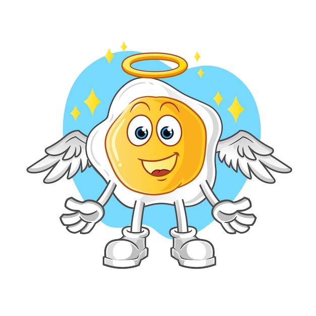 Fried egg angel with wings cartoon character