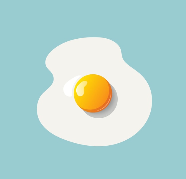 Fried egg on blue background. Drawing