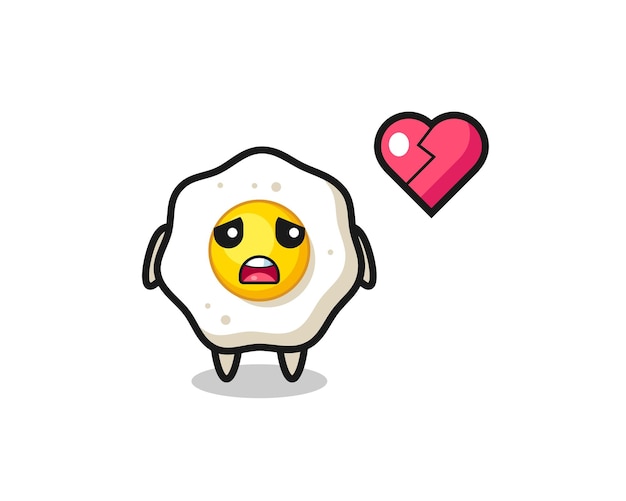 Fried egg cartoon illustration is broken heart , cute style design for t shirt, sticker, logo element