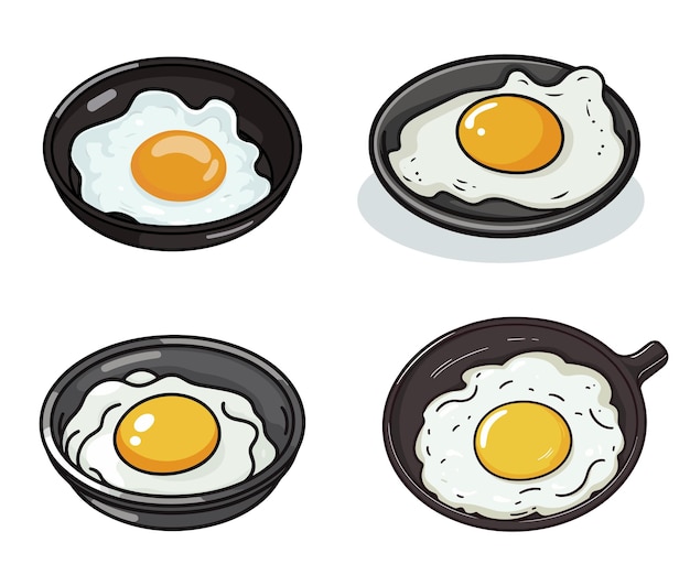 Vector fried egg cartoon illustration