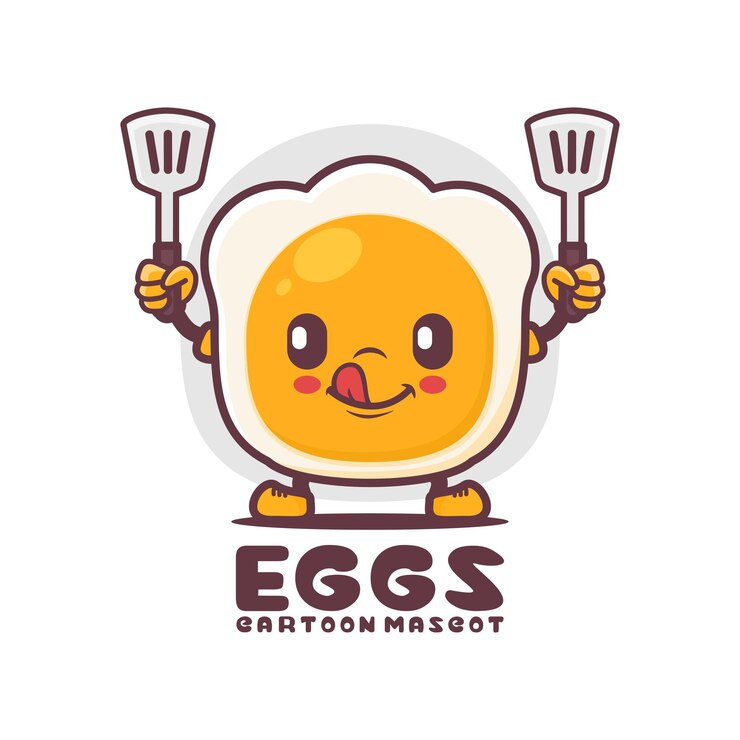 Vector fried egg cartoon mascot food vector illustration