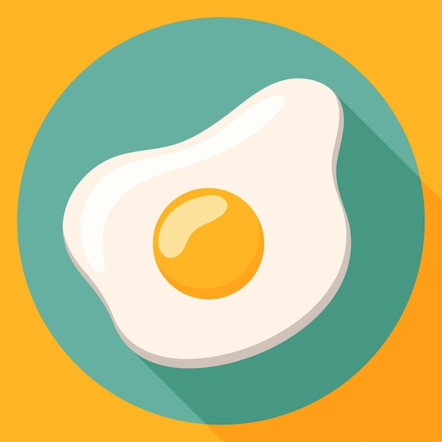 Жареное яйцо Плоский векторный значок Завтрак
