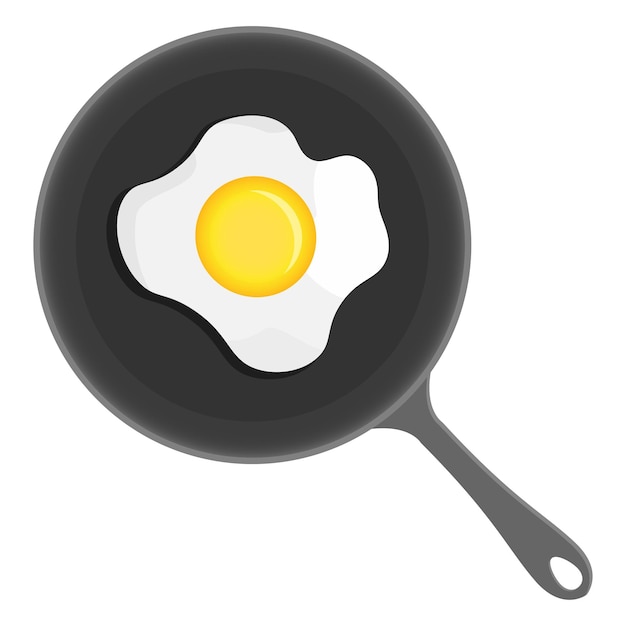 Vector fried egg on frying pan cartoon style