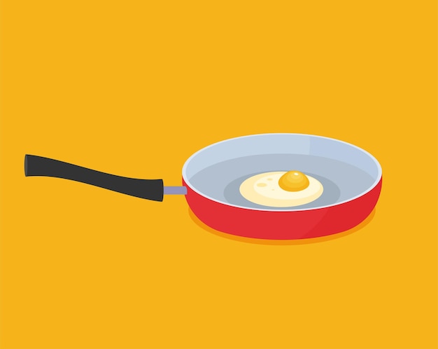 Fried egg in a frying pan isolated on color background fried egg flat icon