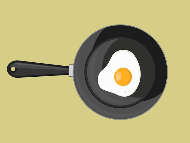 Vector fried egg on frying pan vector