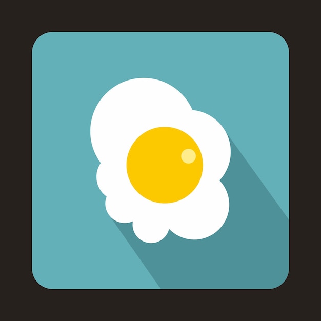 Fried egg icon in flat style on a light blue background