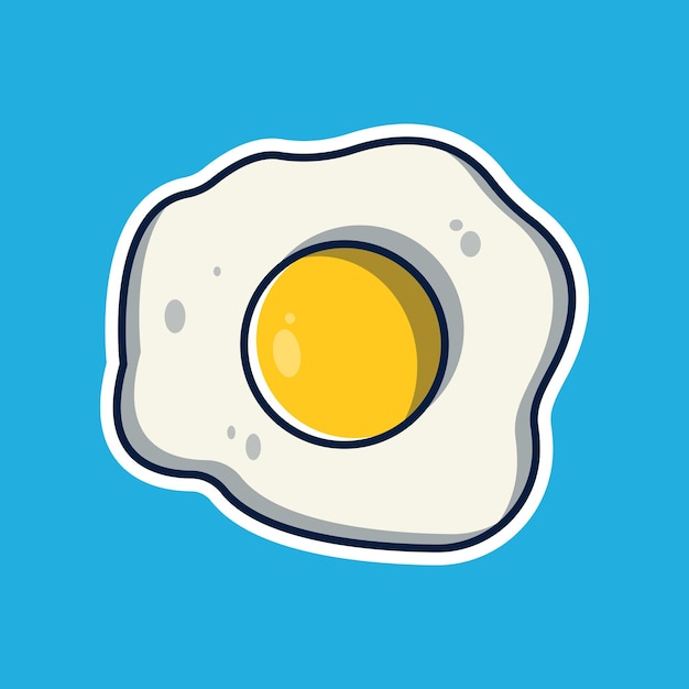 Fried egg icon illustration Cute sunny side up egg cartoon vector