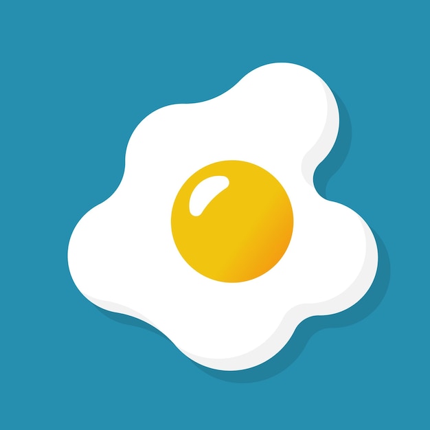 Uovo fritto isolato su sfondo design piatto con illustrazione vettoriale frittata a colazione con uova strapazzate