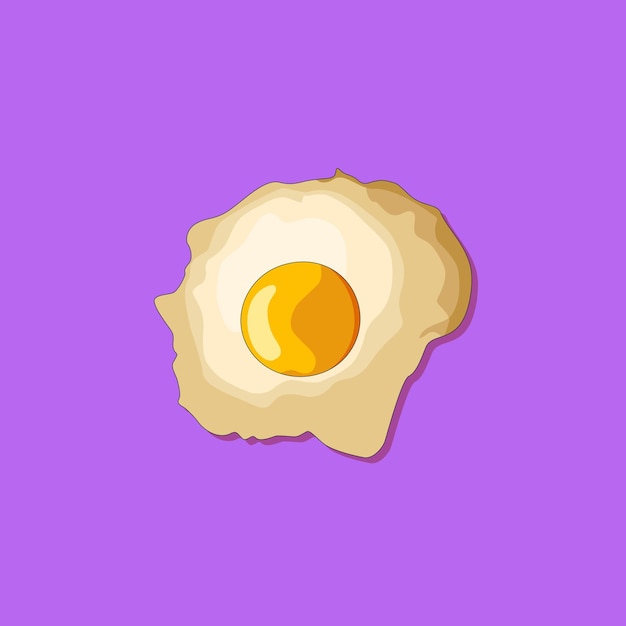 Vector fried egg isolated on violet background vector illustration