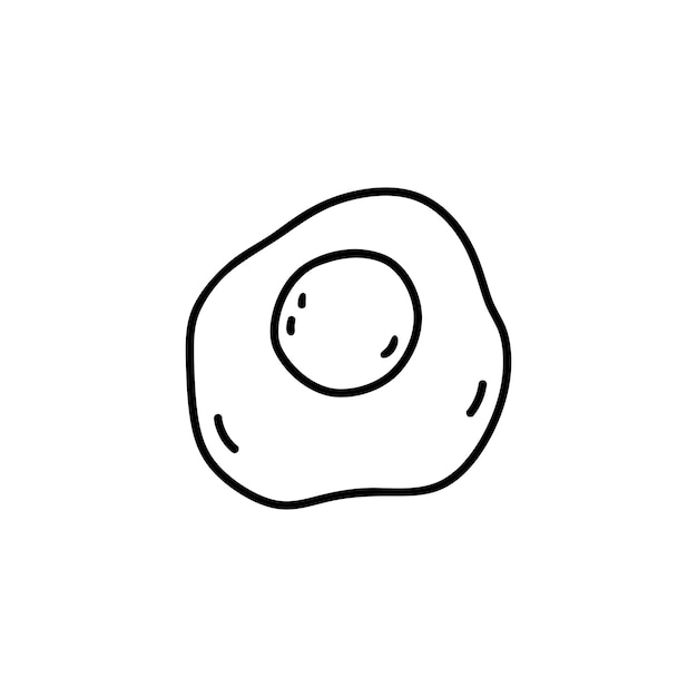 Жареное яйцо, выделенное на белом фоне, нарисованное вручную каракули иллюстрации