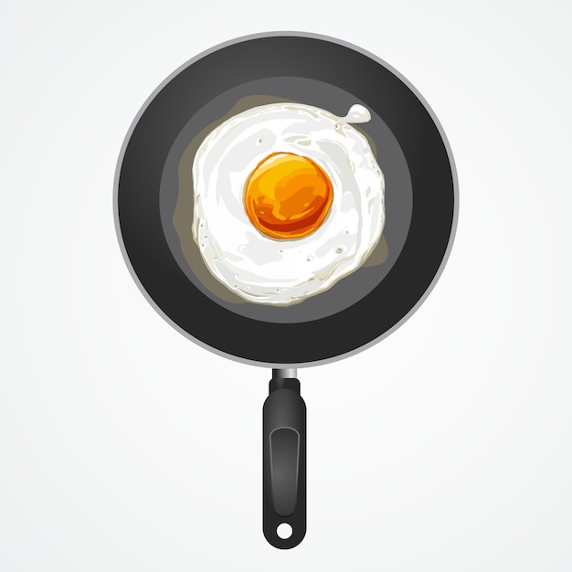 Vector fried egg on pan, vector illustration