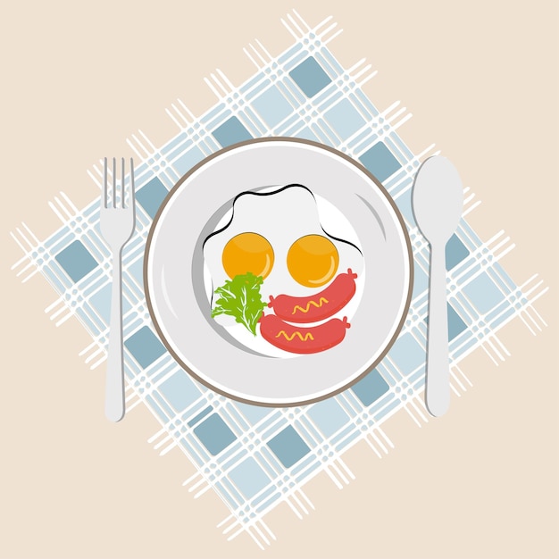 Vector fried egg on plate from above vector graphics various eggs different english breakfast