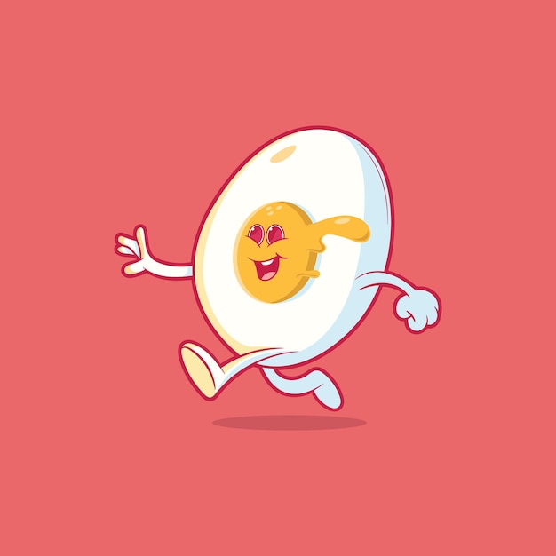 Fried Egg running and smiling vector illustration. Food, healthy, nutrition design concept.