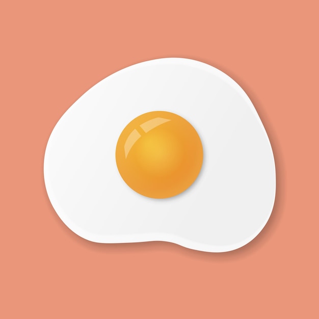 Fried egg or scrambled eggs isolated on coral background. food illustration