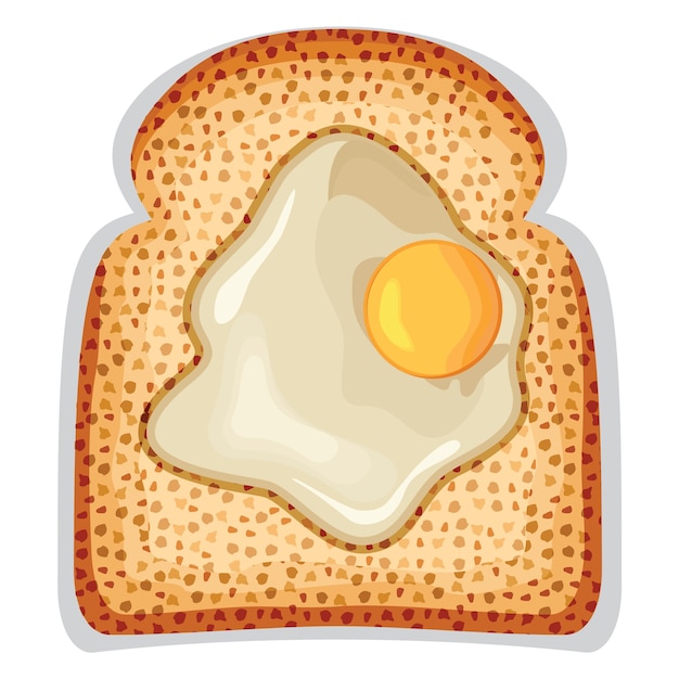 Vector a fried egg sunny side up of crusty toast