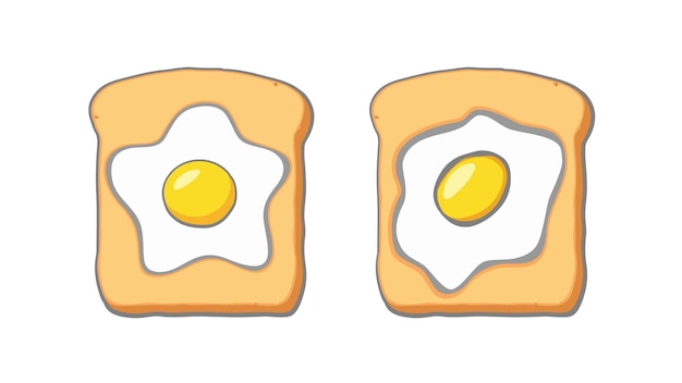 Fried Egg on Toast for Breakfast. Vector illustration