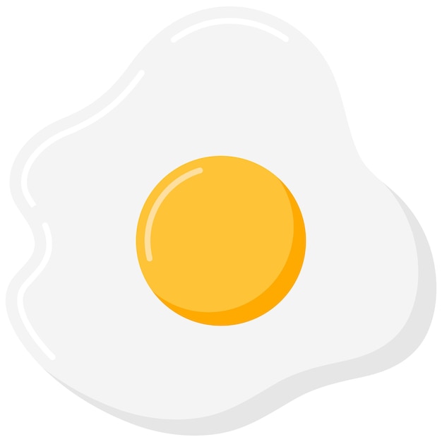 Fried egg vector icon isolated on white background. Flat design cartoon style food illustration - omelet with yolk symbol design.