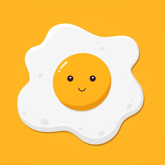 Fried egg on yellow background top view