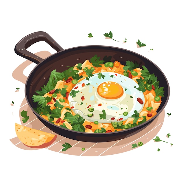 Fried Eggs as Tasty Dishes with Egg Ingredient Served in Frying Pan Vector Illustration