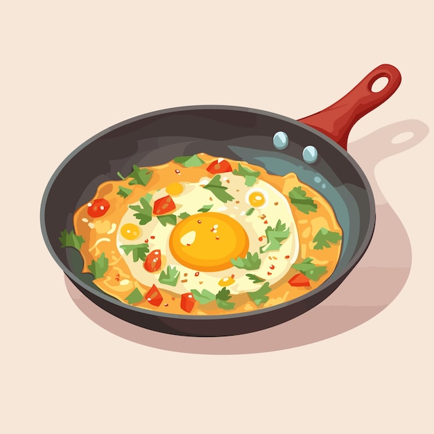 Fried Eggs as Tasty Dishes with Egg Ingredient Served in Frying Pan Vector Illustration