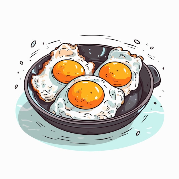 Vector fried eggs flat vector illustration fried eggs hand drawing isolated vector illustration