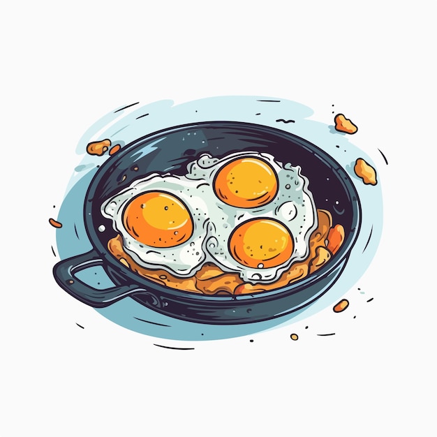 Vector fried eggs flat vector illustration fried eggs hand drawing isolated vector illustration