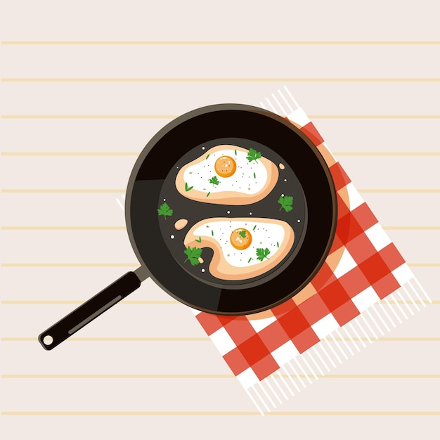 팬 에 긴 달 건강 한 아침 식사 일러스트