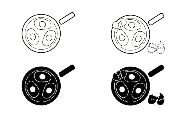 Fried eggs on a pan. Icon illustration.