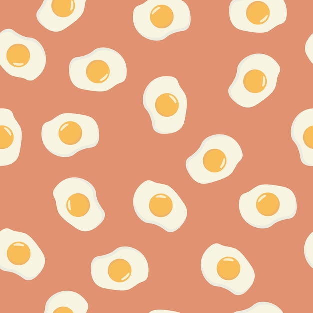 Fried Eggs seamless pattern on yellow background Vector illustration
