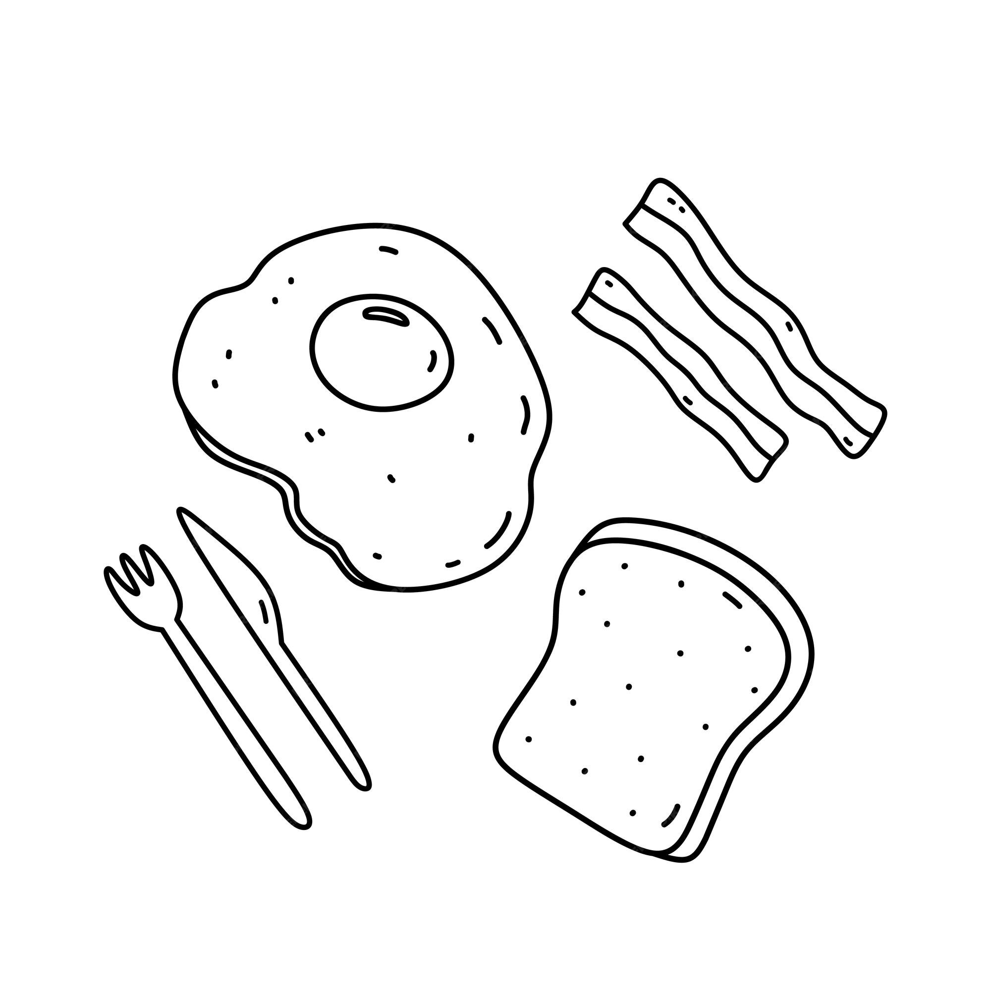 eggs and bacon clipart black and white