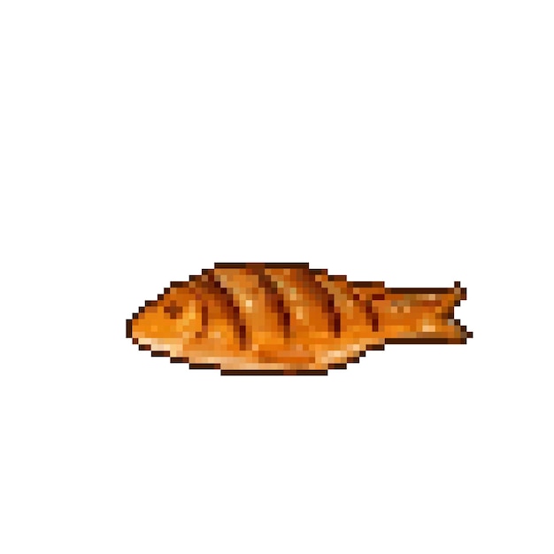 Fried fish in pixel art style