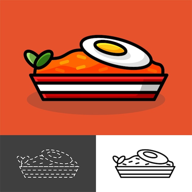 fried rice illustration design with eggs and vegetables