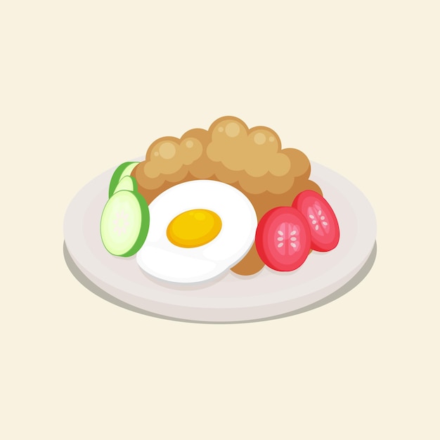 Fried Rice Indonesia Food Design with cartoon