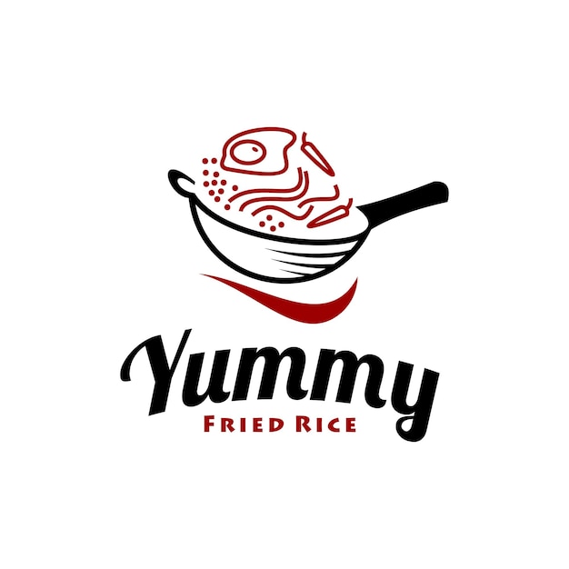 Жареный рис логотип простой современный дизайн
