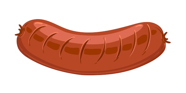 Vector fried sausage quick food barbecue vector illustration in cartoon style