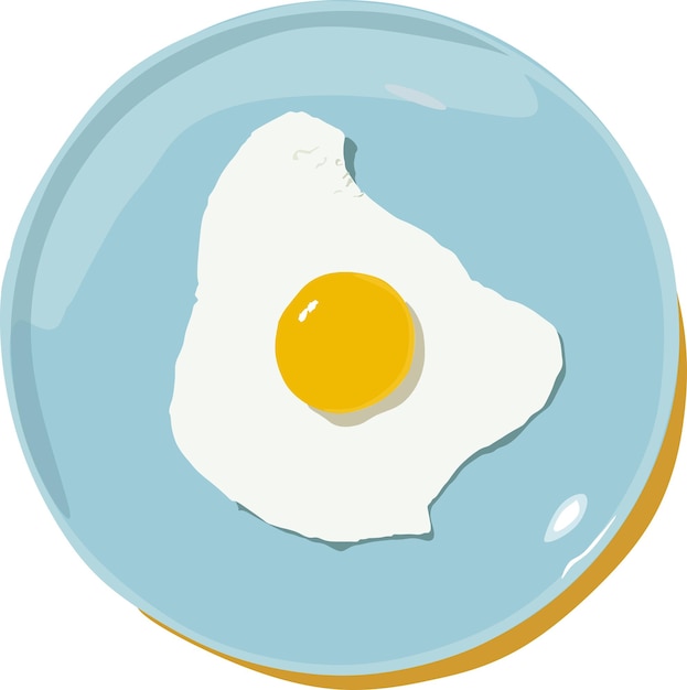 Fried Yolk Egg on Plate Illustration