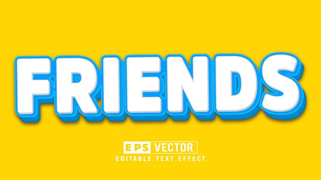 Friend 3d Editable Text Effect Vector File With Cute Background