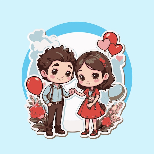 friend couple love romance vector illustration logo