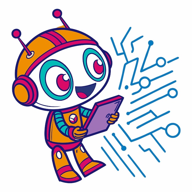 友好的なAIチャットボットロゴとホログラフィックインターフェース 活発なデザイン アートイラスト