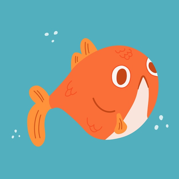 Vector a friendly cartoon goldfish and gold fish character vector illustration