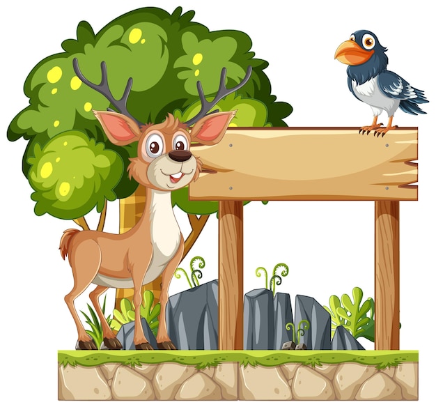 Friendly Deer and Bird in Nature
