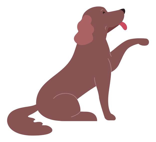 Vector friendly dog icon sitting pet holding paw