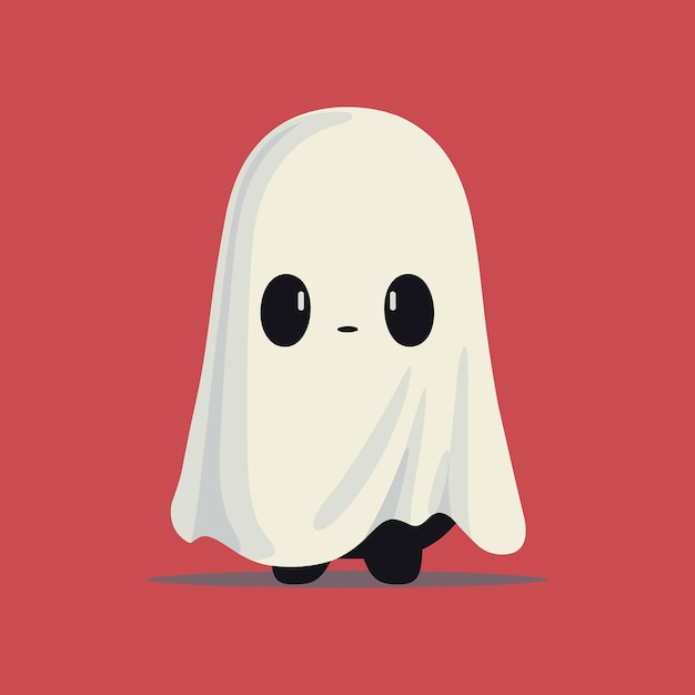 Vector a friendly ghost says hello on a red background