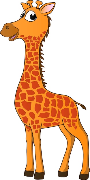 Дружелюбный жираф стоит, счастливо улыбаясь