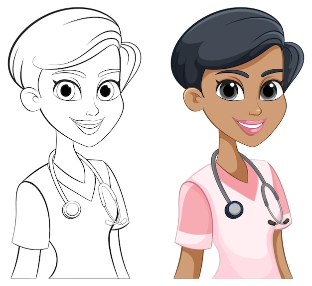 Friendly healthcare professionals illustration