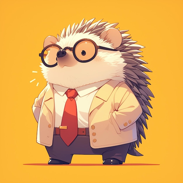 Vector a friendly hedgehog accountant cartoon style