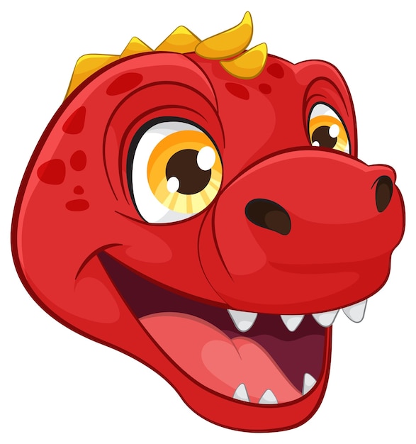 Vettore amichevole testa di cartone animato di dinosauro rosso