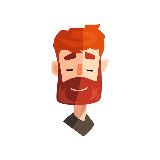 フレンドリーな赤毛のひげを生やした男男性の感情的な顔アバター表情ベクトル イラスト白背景に