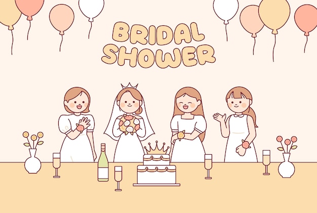 Friends are giving the bride a bridal shower party